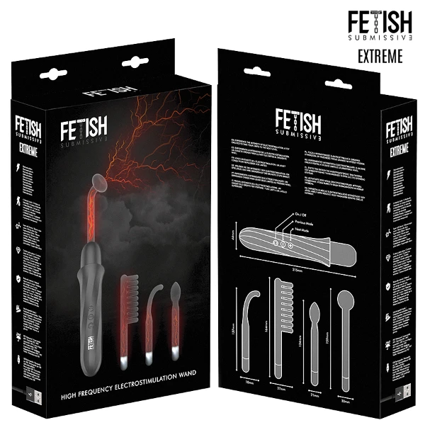 FETISH SUBMISSIVE - VIBRADOR WAND ELECTROESTIMULACIÓN ALTA FRECUENCIA