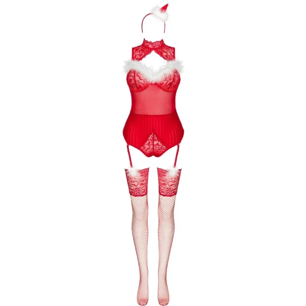 LIVCO CORSETTI FASHION - LIMPID SNOWFLAKES LC 90604 BODY + CALZE + CERCHIETTO NATALIZIO L/XL