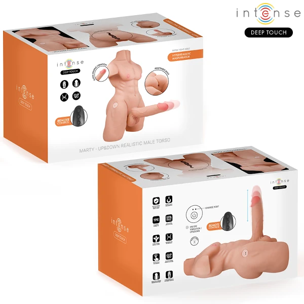 INTENSE DEEP TOUCH - MARTY TORSO CON ANO E DILDO REALISTICO CON SPINTA E VIBRAZIONE, TELECOMANDO, 6,2 KG