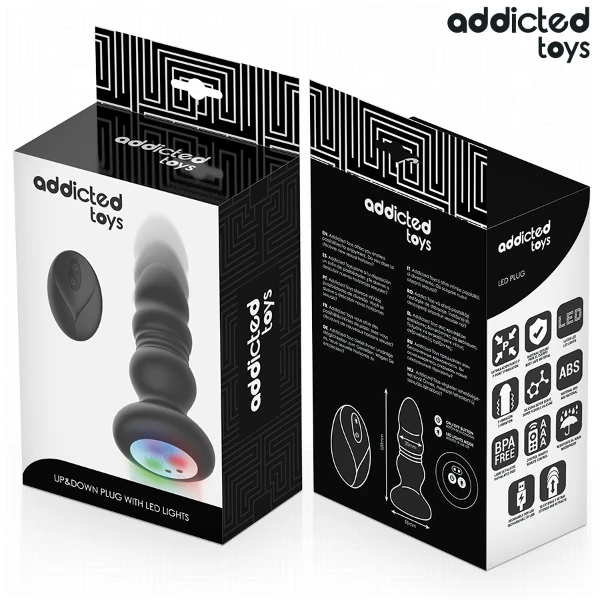ADDICTED TOYS - TAPPO ANALE ROTANTE E VIBRANTE, LUCE LED, TELECOMANDO