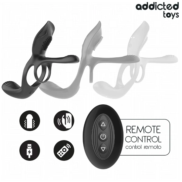 ADDICTED TOYS - DOPPIO ANELLO PER PENE CON STIMOLATORE CLITORIDEO