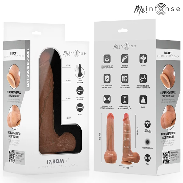 MR INTENSE - DILDO IN SILICONE DI BRUCE S CON TESTICOLI 17,8 CM -Ø- 4 CM