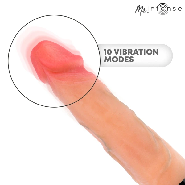 MR INTENSE - VIBRATORE JEANS SU E GIÙ IN SILICONE CON EFFETTO CALORE 24 CM -Ø- 3,8 CM