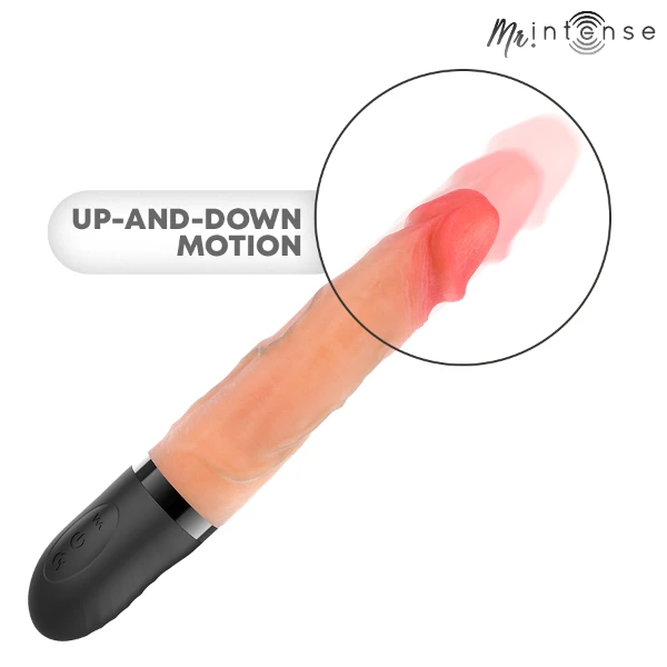 MR INTENSE - VIBRATORE JEANS SU E GIÙ IN SILICONE CON EFFETTO CALORE 24 CM -Ø- 3,8 CM