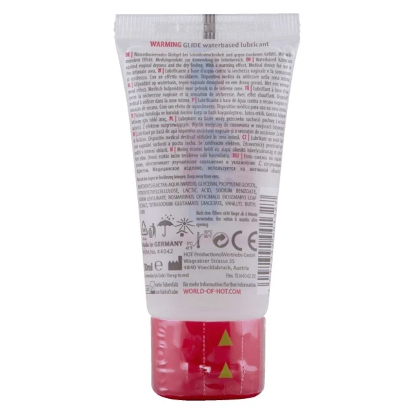 HOT - WARMING GLIDE LIQUID PLEASURE LUBRICANTE BASE AGUA EFECTO CALOR 30 ML