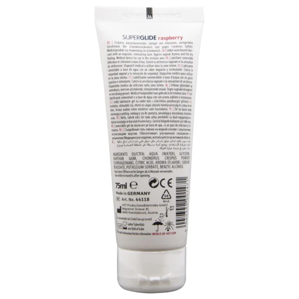HOT - SUPERGLIDE LUBRICANTE COMESTIBLE BASE AGUA FRAMBUESA 75 ML