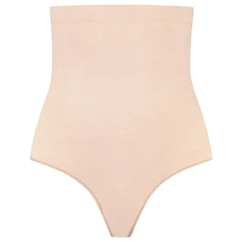 BYE-BRA - TANGA DE TALLE ALTO SIN COSTURAS BEIGE TALLA XXL