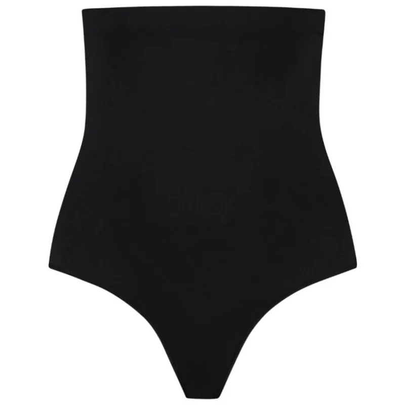 BYE-BRA - TANGA DE TALLE ALTO SIN COSTURAS NEGRO TALLA M