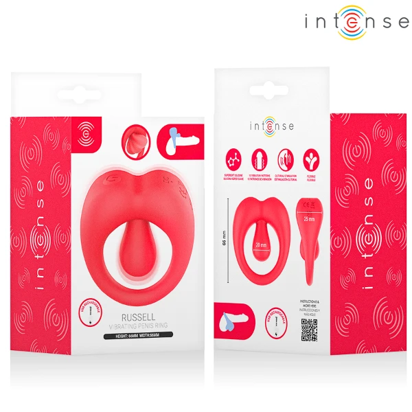 INTENSE - RUSSELL ANILLO VIBRADOR CON ESTIMULACIÓN DE CLÍTORIS ROJO