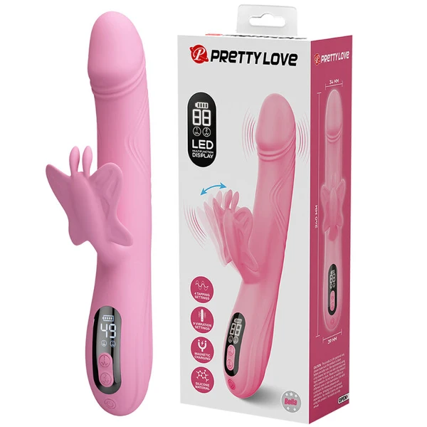 PRETTY LOVE - VIBRATORE BELLA RABBIT CON STIMOLAZIONE A FARFALLA E LED ROSA
