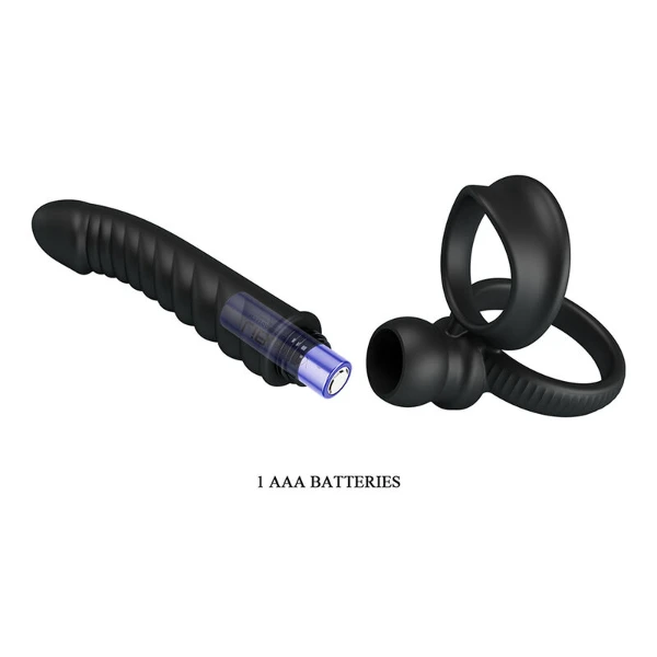 PRETTY LOVE - VIBRATORE ANALE MERRITT CON ANELLO E VIBRAZIONE NERO