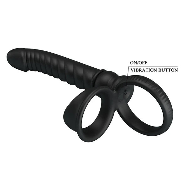 PRETTY LOVE - VIBRATORE ANALE MERRITT CON ANELLO E VIBRAZIONE NERO