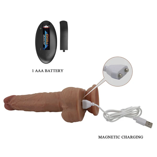 PRETTY LOVE - JONATHAN VIBRATORE REALISTICO CON SPINTA E TELECOMANDO, MARRONE