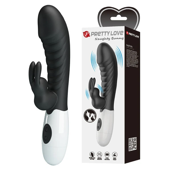 PRETTY LOVE - VIBRATORE A CONIGLIO NAUGHTY BUNNY CON 30 FUNZIONI NERO