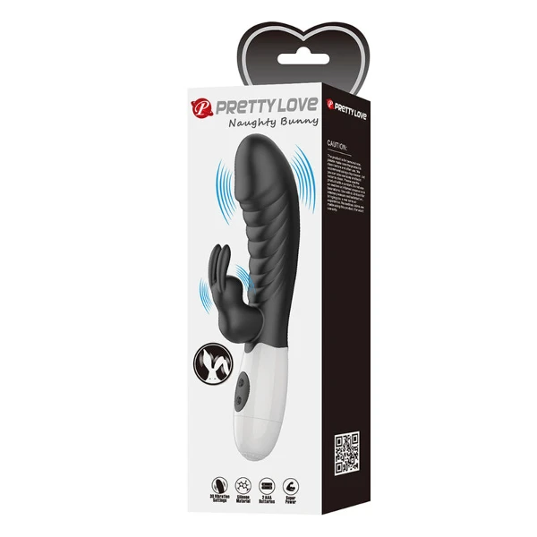 PRETTY LOVE - VIBRATORE A CONIGLIO NAUGHTY BUNNY CON 30 FUNZIONI NERO
