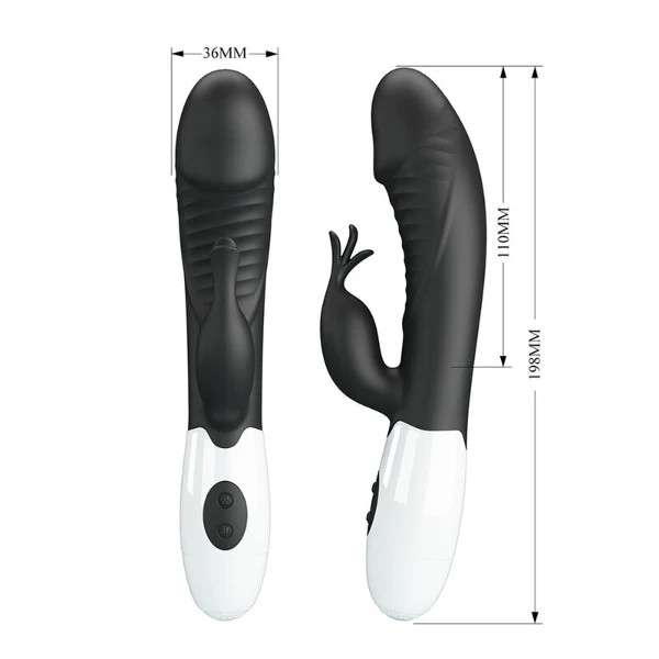 PRETTY LOVE - VIBRATORE A CONIGLIO RASMUSSEN 30 FUNZIONI NERO