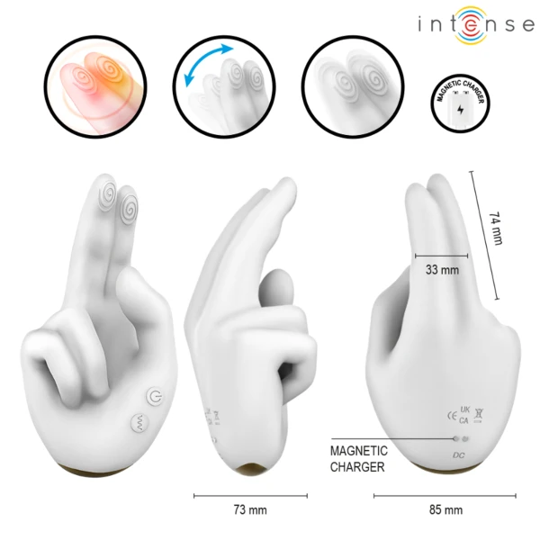 INTENSE - JIMMY STIMOLATORE MULTIFUNZIONE A FORMA DI MANO CON VIBRAZIONE E CALORE