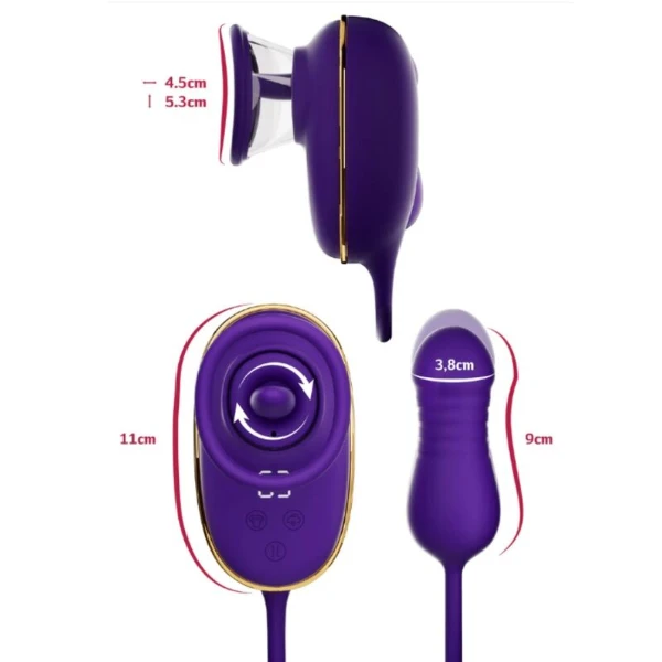 SHE.E.O - STRUMENTO DI ASPIRAZIONE CLITORIDEA CON EFFETTO LECCHIO E STIMOLATORE ANALE VIOLA