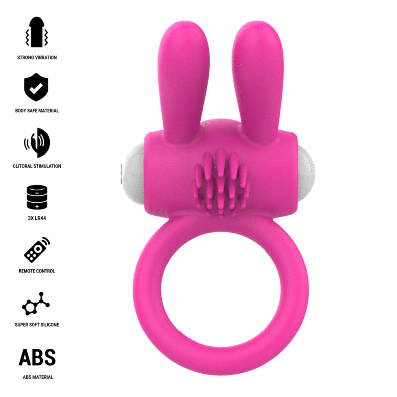 INTENSE - ANELLO VIBRANTE PER PENE HOPPS CON STIMOLAZIONE CLITORIDEA ROSA