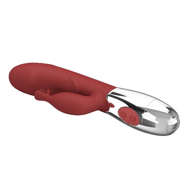 PRETTY LOVE - VIBRATORE A FORMA DI CONIGLIO IN PALISSANDRO, 30 FUNZIONI, RICARICABILE TRAMITE USB, ROSSO