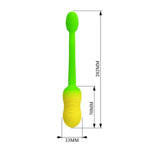 PRETTY LOVE - UOVO VIBRANTE CONTROLLABILE TRAMITE APP PULSEN, 12 FUNZIONI, RICARICABILE TRAMITE USB, VERDE-GIALLO