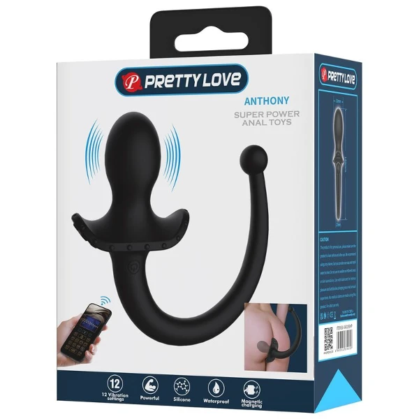 PRETTY LOVE - VIBRATORE ANALE E PERINEO ANTHONY CON CONTROLLO TRAMITE APP, NERO