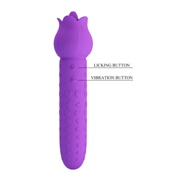 PRETTY LOVE - VIBRATORE RICARICABILE DANNELL PER STIMOLAZIONE ORALE E CLITORIDEA, VIOLA