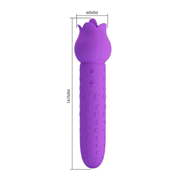 PRETTY LOVE - VIBRATORE RICARICABILE DANNELL PER STIMOLAZIONE ORALE E CLITORIDEA, VIOLA