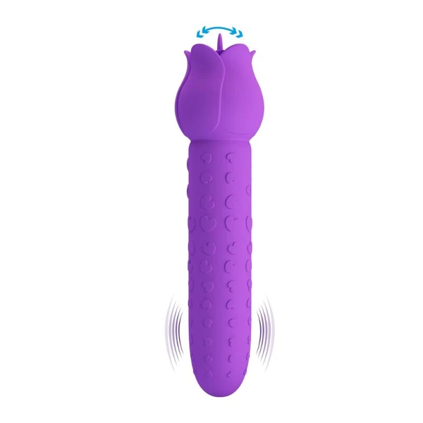 PRETTY LOVE - VIBRATORE RICARICABILE DANNELL PER STIMOLAZIONE ORALE E CLITORIDEA, VIOLA