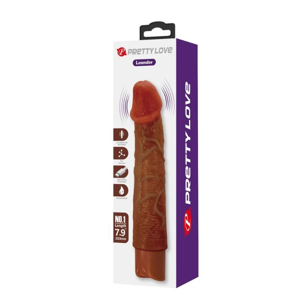 PRETTY LOVE - LEONARDO VIBRATORE REALISTICO 20 CM Ø 4 CM MARRONE