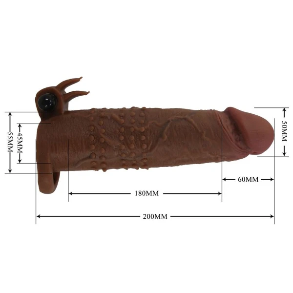 PRETTY LOVE - MANICOTTO VIBRANTE PER PENE QUILLON 20 CM Ø 4 CM MARRONE