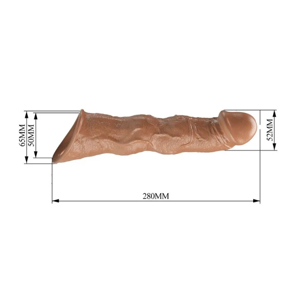 PRETTY LOVE - MANICOTTO REGOLABILE PER ALLUNGAMENTO DEL PENE 28 CM Ø 4,5 CM MARRONE