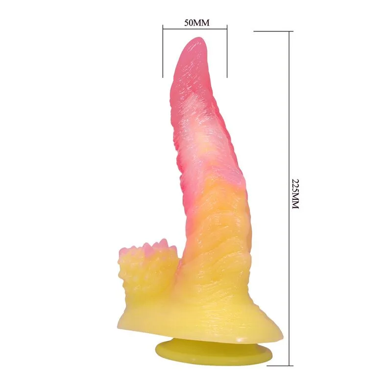 POWER MONSTERS - DILDO FANTASY MOSTRO ONDULATO CON VENTOSA 22,5 CM Ø 5,5 CM ROSA E GIALLO