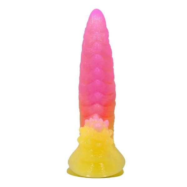 POWER MONSTERS - RIPPLIED MONSTER DILDO FANTASÍA CON VENTOSA 22,5 CM Ø 5,5 CM ROSA Y AMARILLO