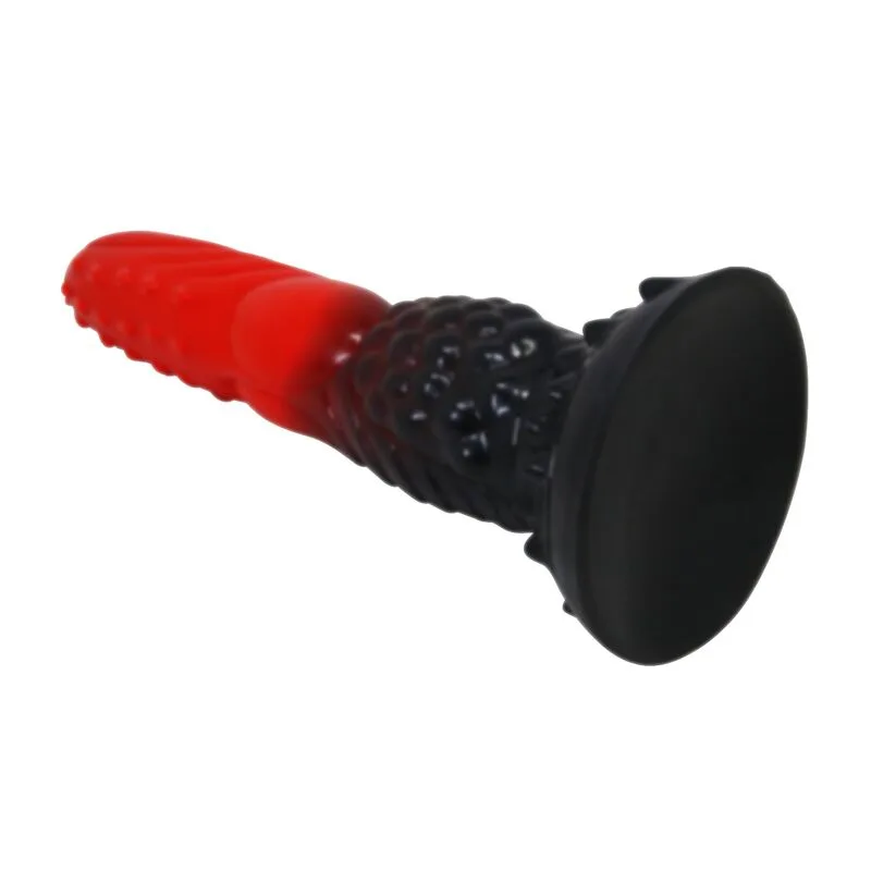 POWER MONSTERS - DILDO FANTASY DRAGO DI FUOCO CON VENTOSA 24,5 CM Ø 5,8 CM ROSSO E NERO