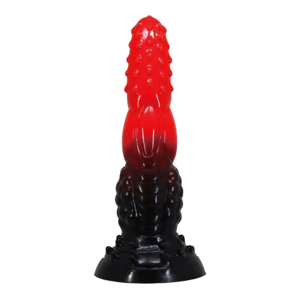 POWER MONSTERS - FIRE DRAGON DILDO FANTASÍA CON VENTOSA 24,5 CM Ø 5,8 CM ROJO Y NEGRO