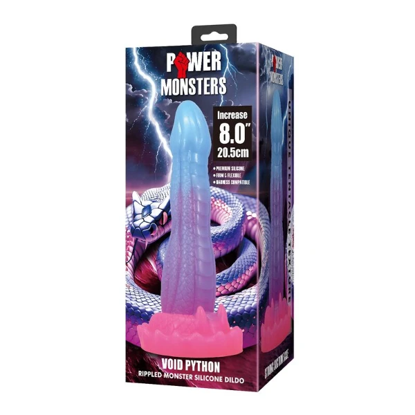POWER MONSTERS - VOID PYTHON DILDO FANTASÍA CON VENTOSA 20,5 CM Ø 5,2 CM AZUL, LILA Y ROSA