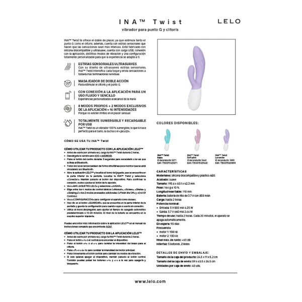 LELO - INA TWIST DOPPIO VIBRATORE A CONIGLIO PER IL PUNTO G E IL CLITORIDE BLU