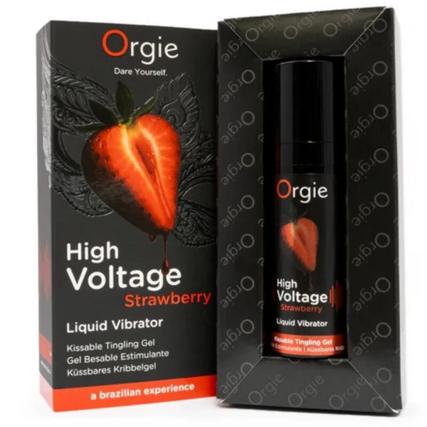 ORGIE - VIBRATORE LIQUIDO AD ALTA TENSIONE AL GUSTO DI FRAGOLA EXTRA FORTE E BACIABECILLE 15 ML