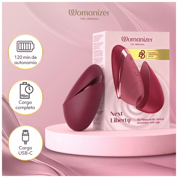 WOMANIZER - NEXT LIBERTY 3D PLEASURE AIR CLITORAL STIMULATOR BORDEAUX