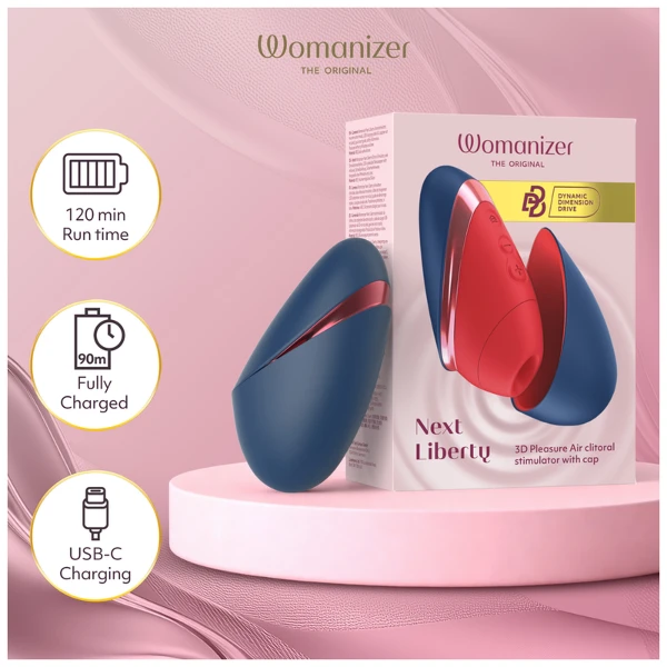 WOMANIZER - NEXT LIBERTY 3D PLEASURE AIR STIMOLATORE CLITORIDEO BLU/ROSSO