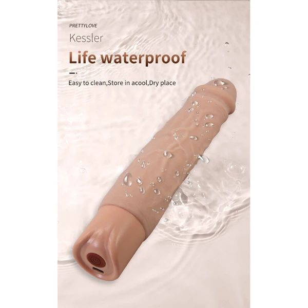 PRETTY LOVE - KESSLER DILDO VIBRANTE REALISTICO CON 10 MODALITÀ DI VIBRAZIONE E 10 ROTAZIONI, 22 CM NATURALE