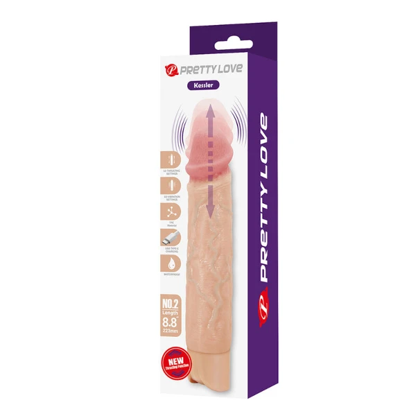 PRETTY LOVE - KESSLER DILDO VIBRANTE REALISTICO CON 10 MODALITÀ DI VIBRAZIONE E 10 ROTAZIONI, 22 CM NATURALE
