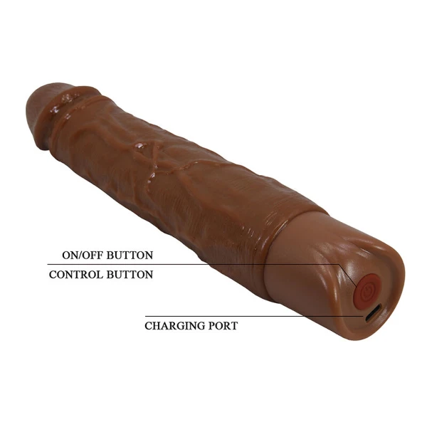 PRETTY LOVE - KESSLER DILDO VIBRANTE REALISTICO CON 10 MODALITÀ DI VIBRAZIONE E 10 ROTAZIONI, 22 CM, MARRONE