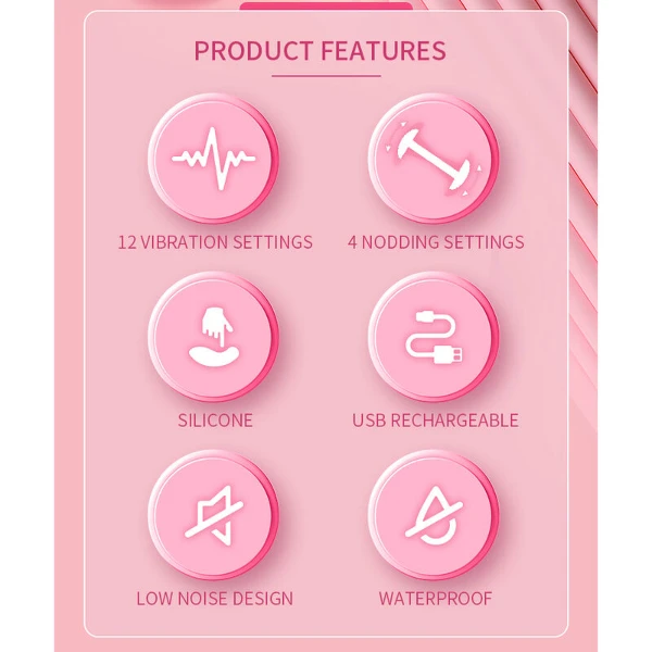 PRETTY LOVE - VIBRATORE RICARICABILE IN SILICONE DUDEN CON 12 MODALITÀ DI VIBRAZIONE E 3 MODALITÀ DI OSCILLAZIONE, ROSA