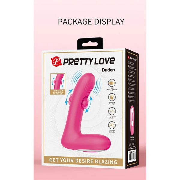 PRETTY LOVE - VIBRATORE RICARICABILE IN SILICONE DUDEN CON 12 MODALITÀ DI VIBRAZIONE E 3 MODALITÀ DI OSCILLAZIONE, ROSA