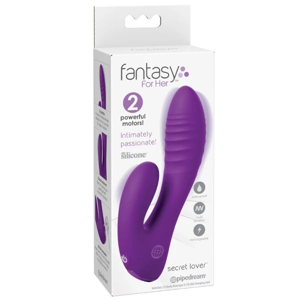 FANTASY FOR HER - VIBRATORE DOPPIO PUNTO PER L'AMANTE SEGRETO, CLITORIDE RICARICABILE, VIOLA
