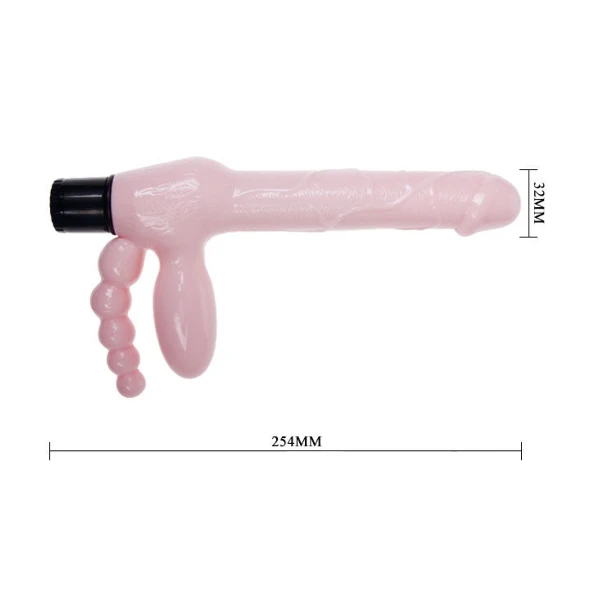 BAILE - IMBRAGATURA SENZA CORDA TPR CON VIBRAZIONE E STIMOLAZIONE ANALE 25.4 CM